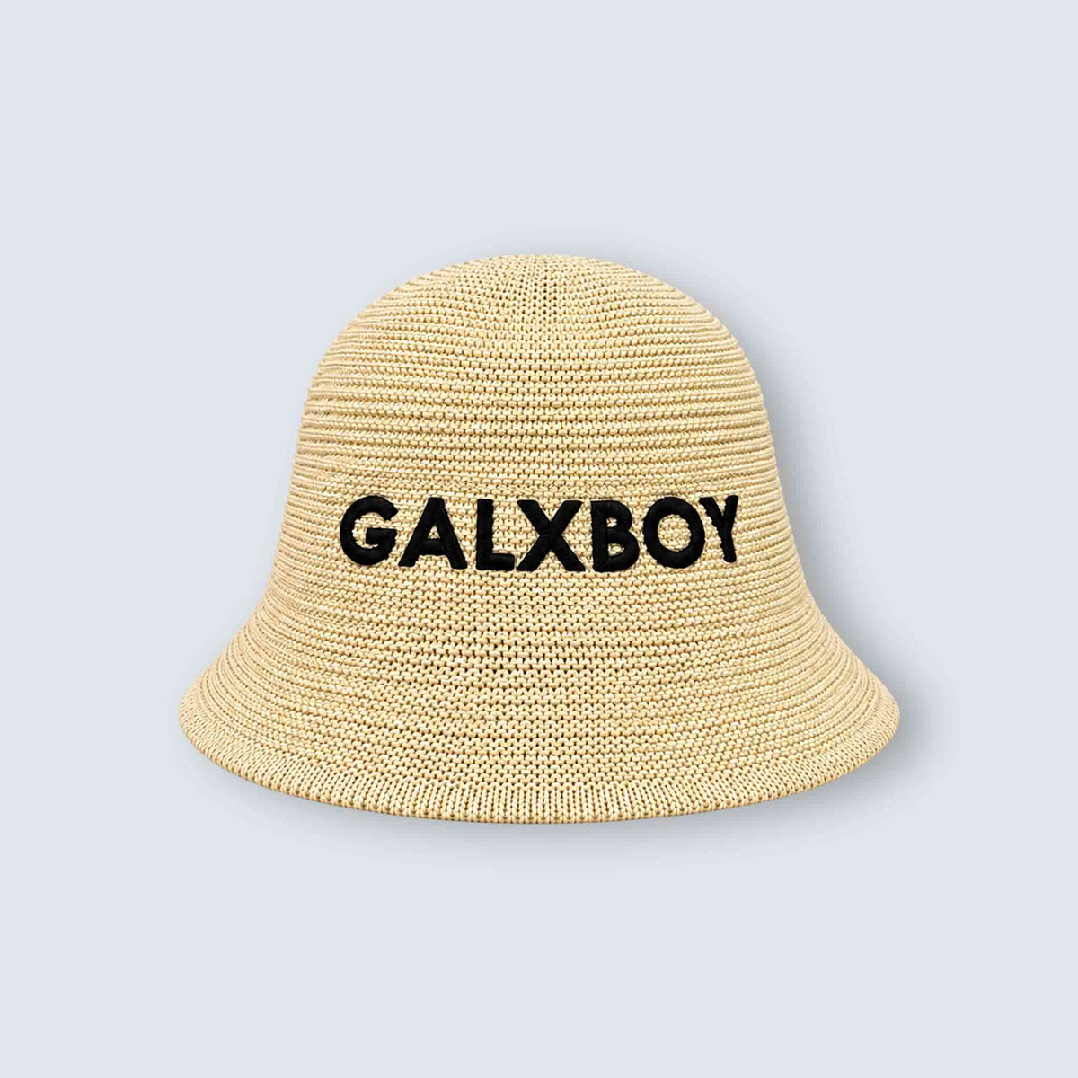 GALXBOY GXB Straw Hat in cream, front view with black GALXBOY lettering.