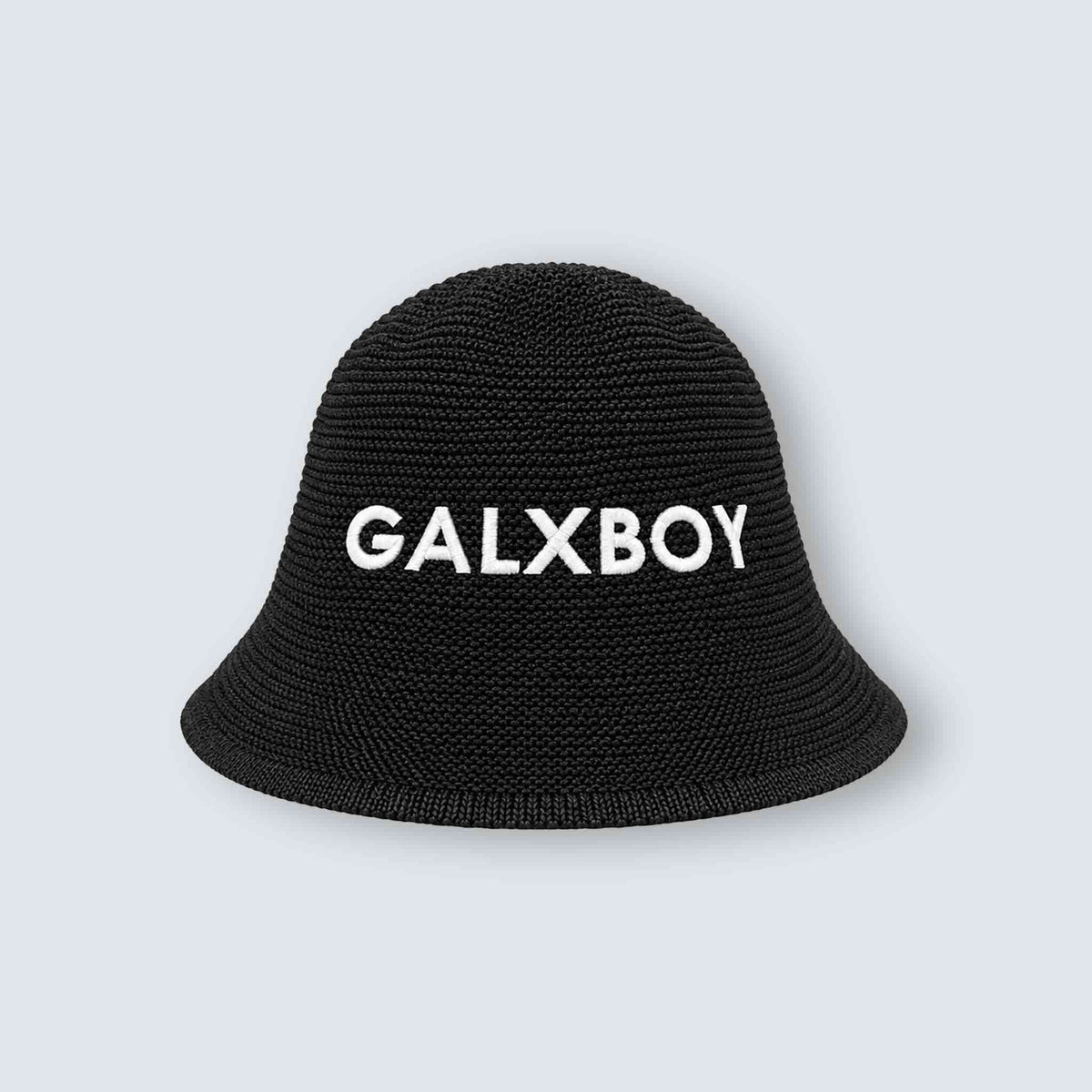 GALXBOY GXB Straw Hat in black, front view with white GALXBOY lettering.